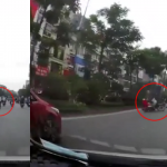 Clip: Vừa vượt đầu xe hơi thì bị xe máy chạy ẩu hất văng! Cảnh báo về ý thức an toàn giao thông!