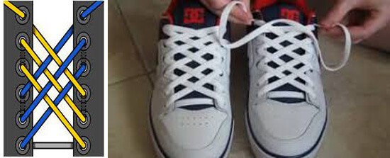 Thắt dây giày theo kiểu mắt cáo