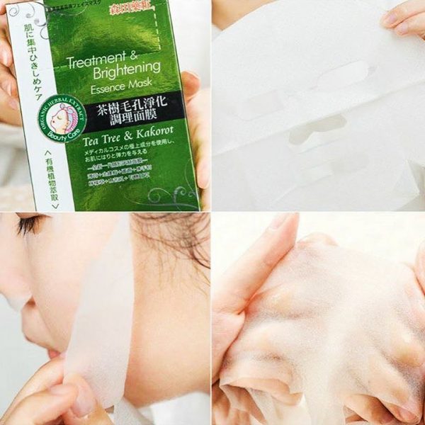 Dr.Morita Tea Tree Treatment & Brightening Mask có chất mask bằng lụa mỏng và ôm khít da mặt, tạo điều kiện cho essence thẩm thấu vào sâu bên trong da