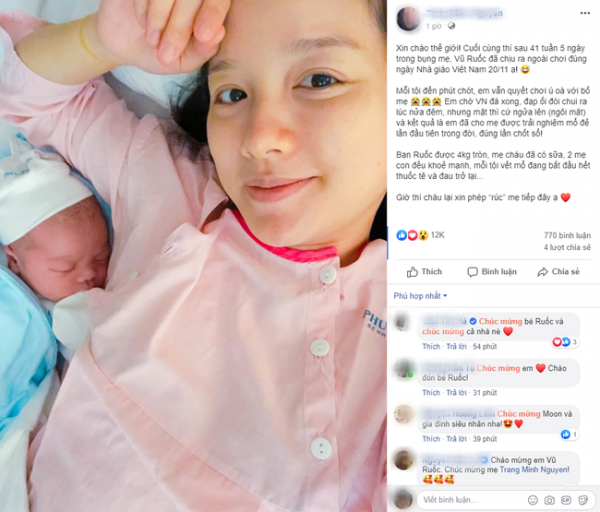 MC Minh Trang thông báo đã hạ sinh con thứ 4