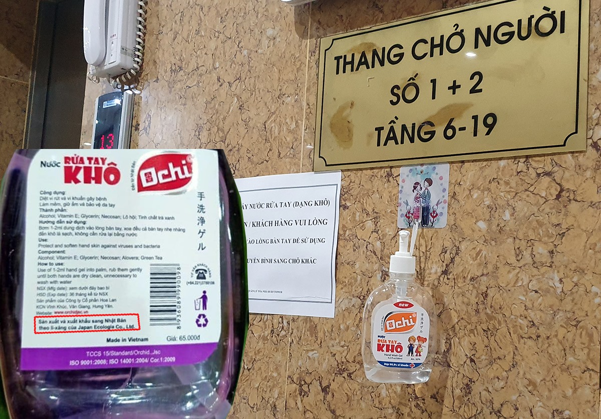 Nước rửa tay Ochi được sử dụng tại một khu nhà chung cư ở Hà Nội. 